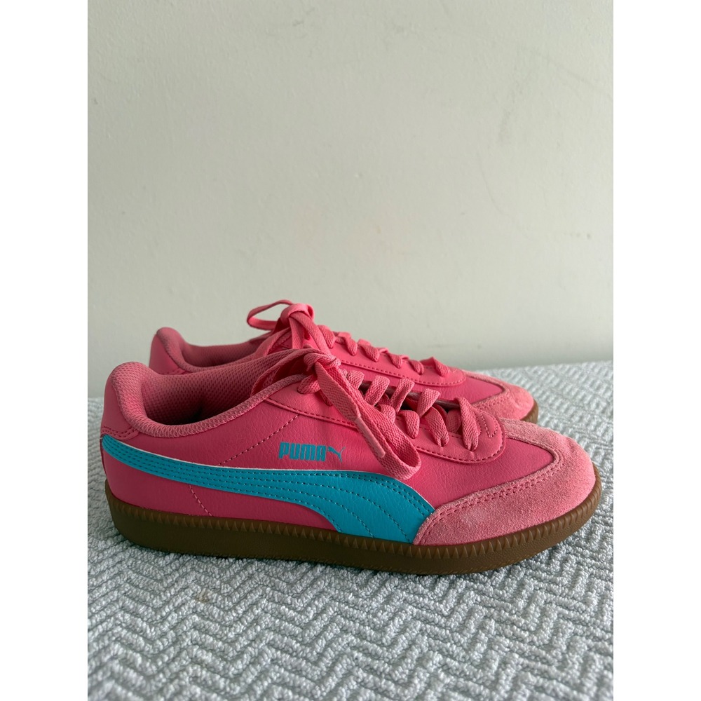 Puma Liga OG Retro Pink Blue Gum Sole Leather Suede Sneakers Womens 7